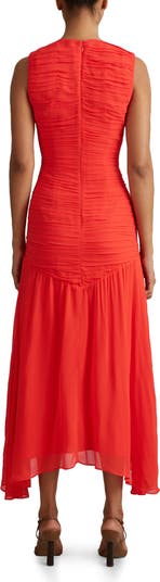 Saffy Ruched Mesh Midi Dress