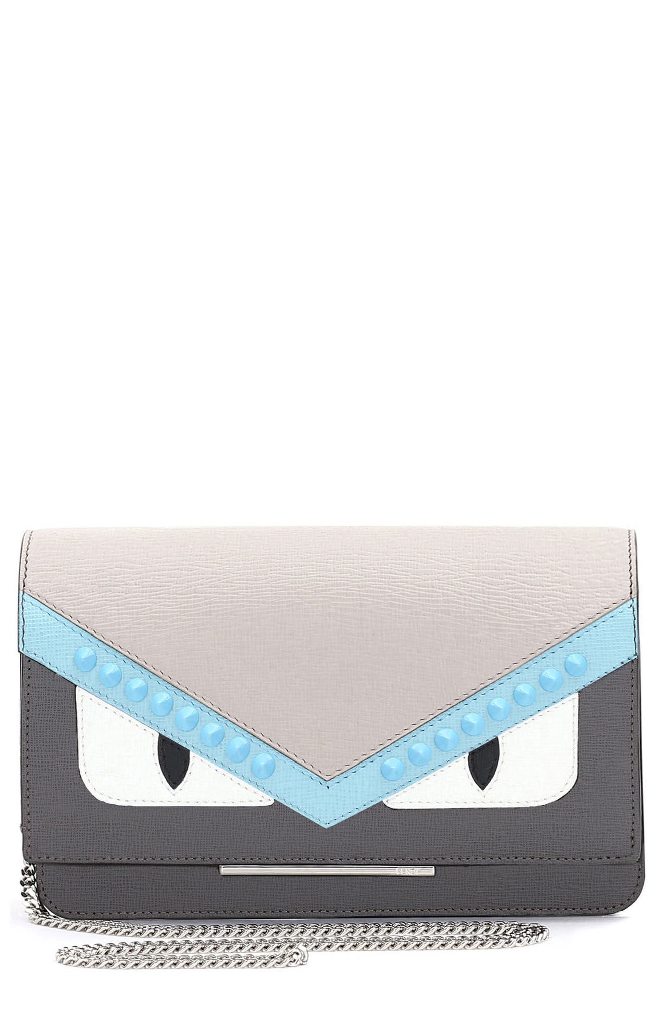 Monster Leather Flap Wallet, Main, color, COAL/WHITE/MULTI