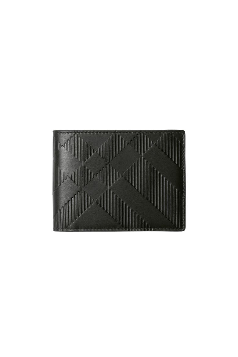 Embossed Check Slim Bifold Wallet, Main, color, Black