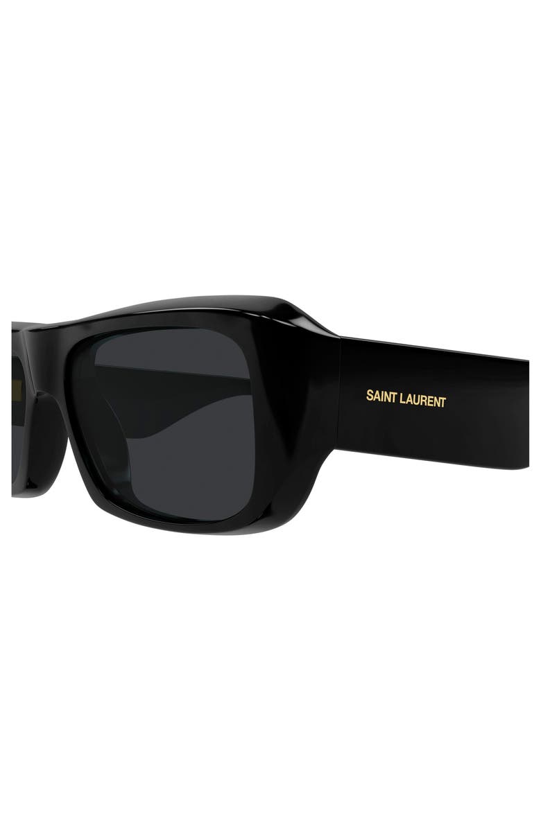 Saint Laurent SL 869 57mm Polarized Rectangular Sunglasses, Alternate, color, Black