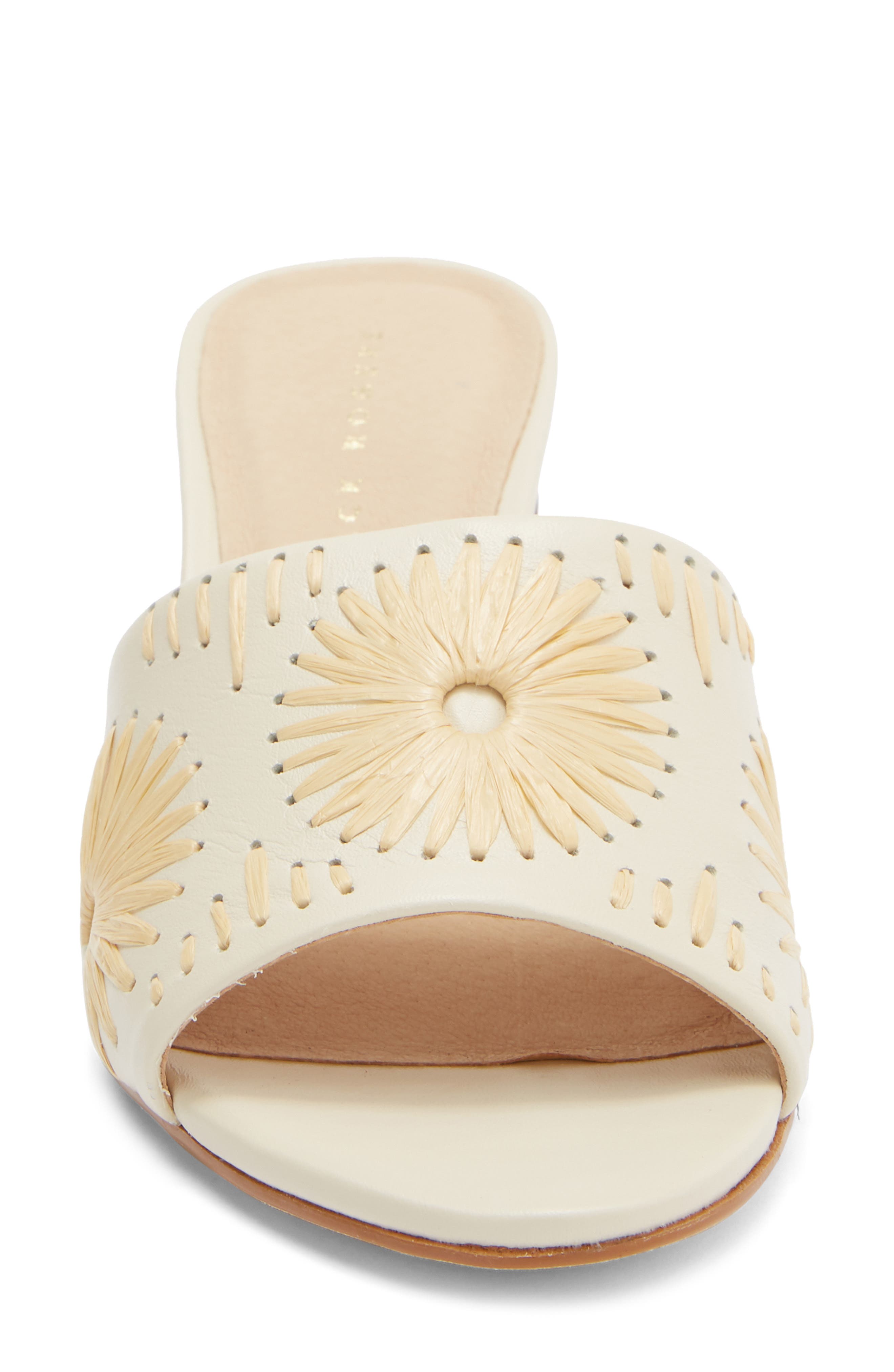 Susie Raffia Stitched Slide Sandal, Alternate, color, IVORY/ NATURAL