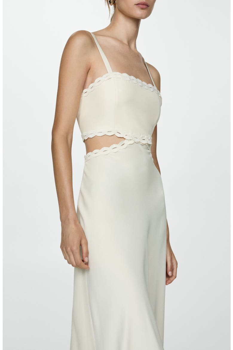 MANGO Lace Trim Cutout Midi Dress (Women)