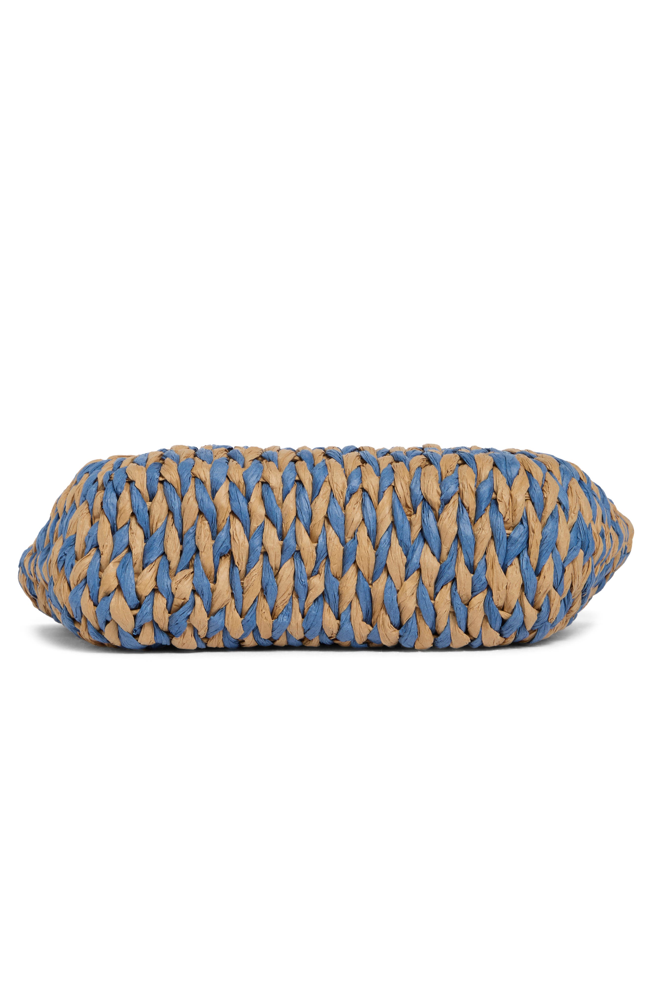 ALESSIA BIANCHI East/West Straw Tote, Alternate, color, Taupe/ Blue