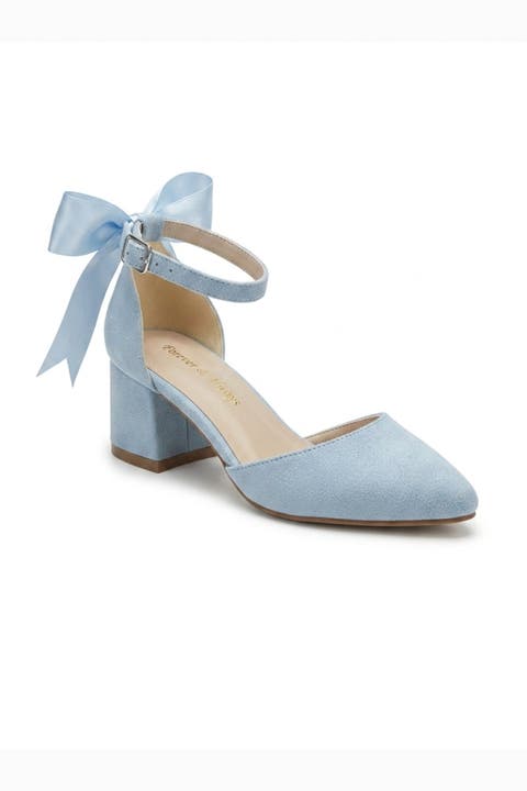 Arielle Bow Ankle Strap Block Heel Pump