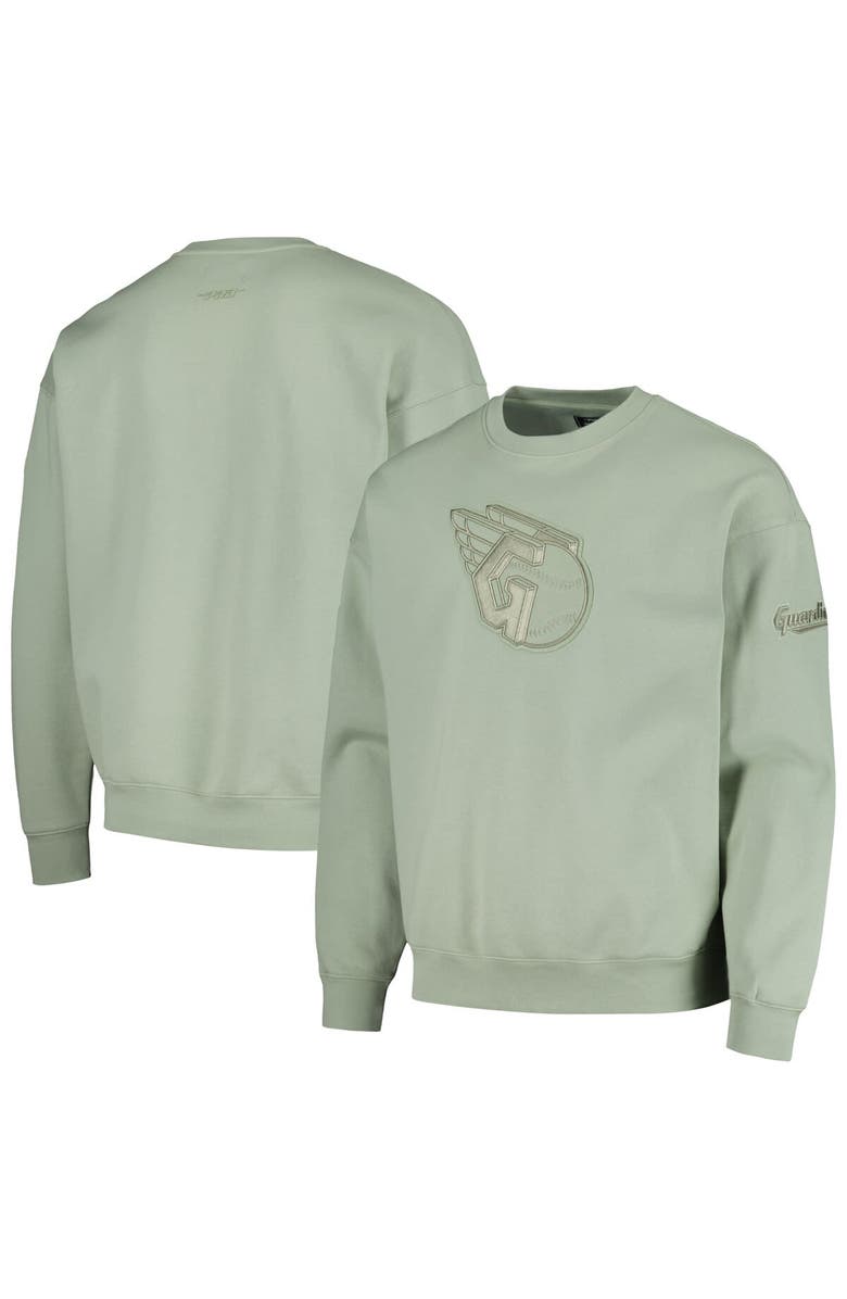 PRO STANDARD Men's Pro Standard Green Cleveland Guardians Neutral Drop Shoulder Pullover Sweatshirt, Alternate, color, Green