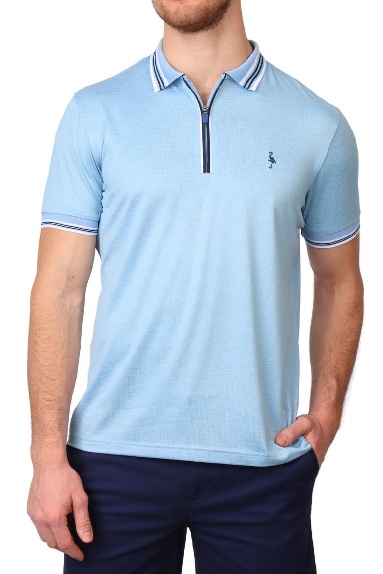Solid Perforated Performance Quarter Zip Polo, Main, color, BLUE