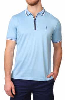 TailorByrd Solid Perforated Performance Quarter Zip Polo