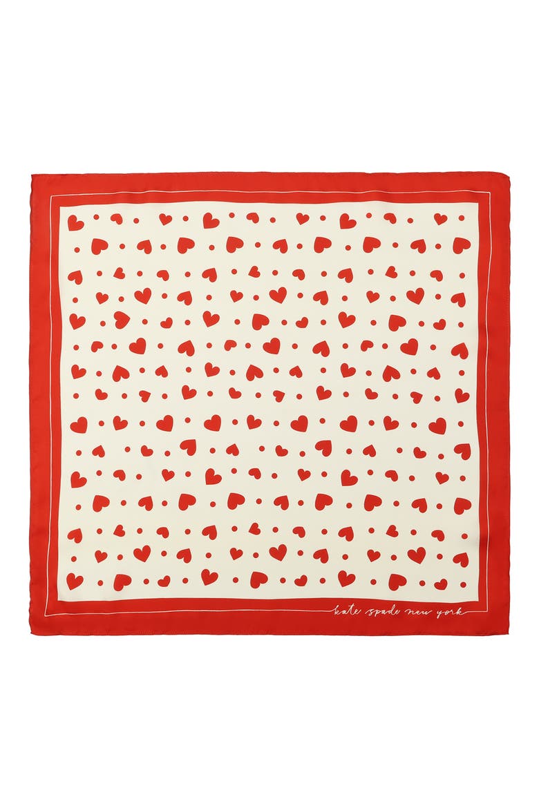 Heart Toss Silk Bandana, Alternate, color, RED/CREAM