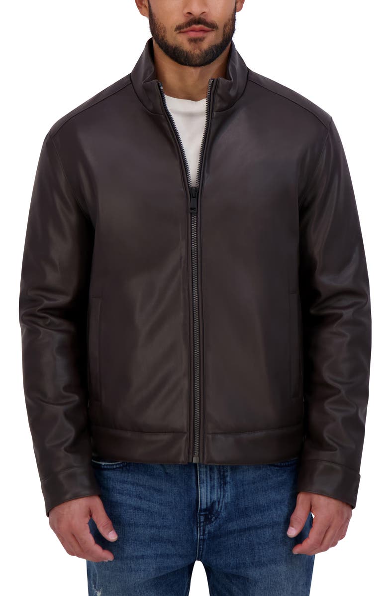 Cole Haan Signature Cole Haan Faux Leather Jacket, Alternate, color, Dark Brown