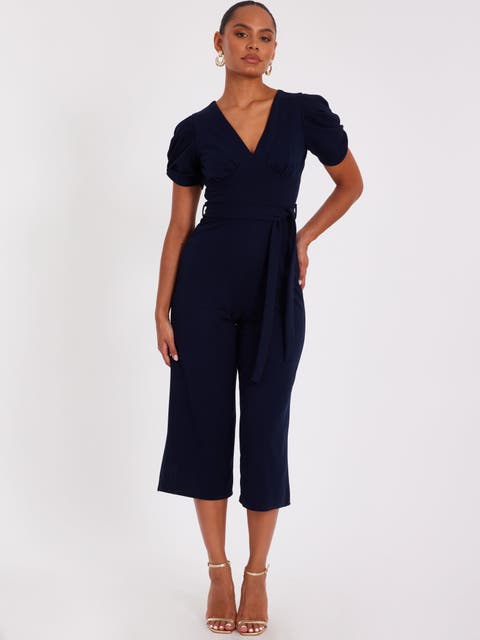 Scuba Crepe Cap Sleeve Wrap Jumpsuit