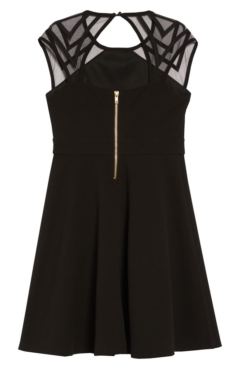 LOVE, NICKIE LEW Illusion Shoulder Skater Dress, Alternate, color, 