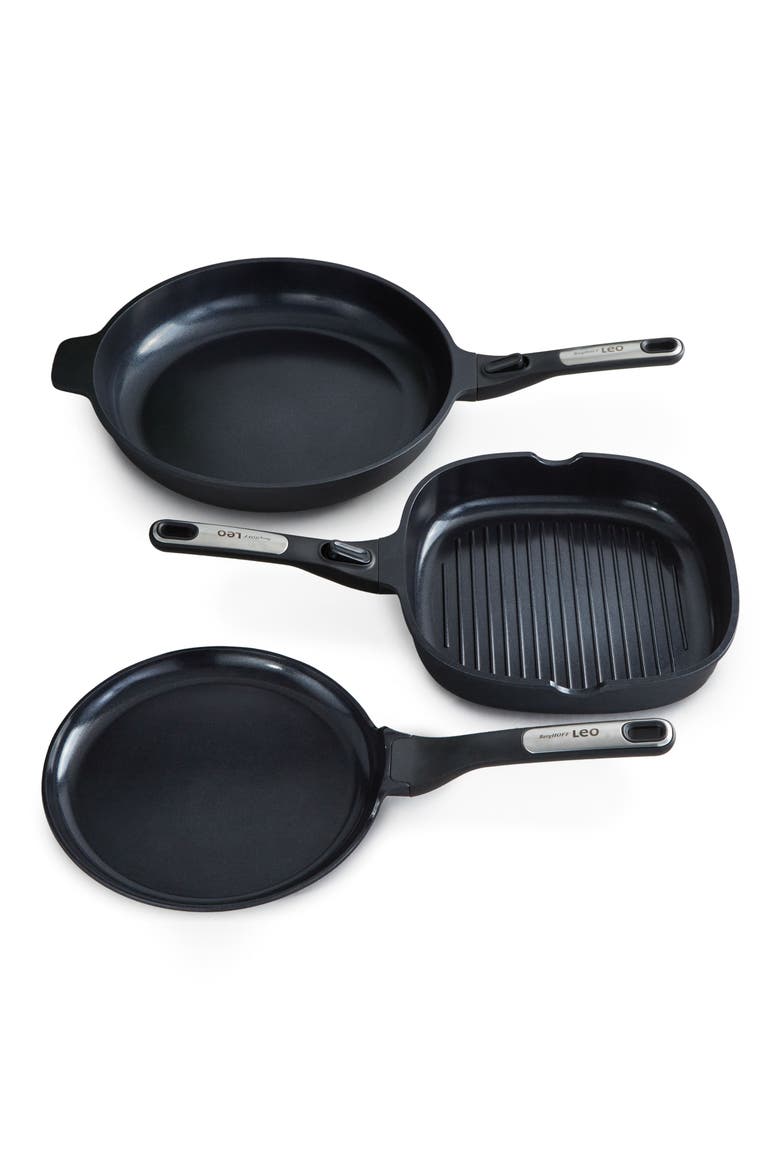 Leo Phantom 3-Piece Pan Set, Main, color, BLACK