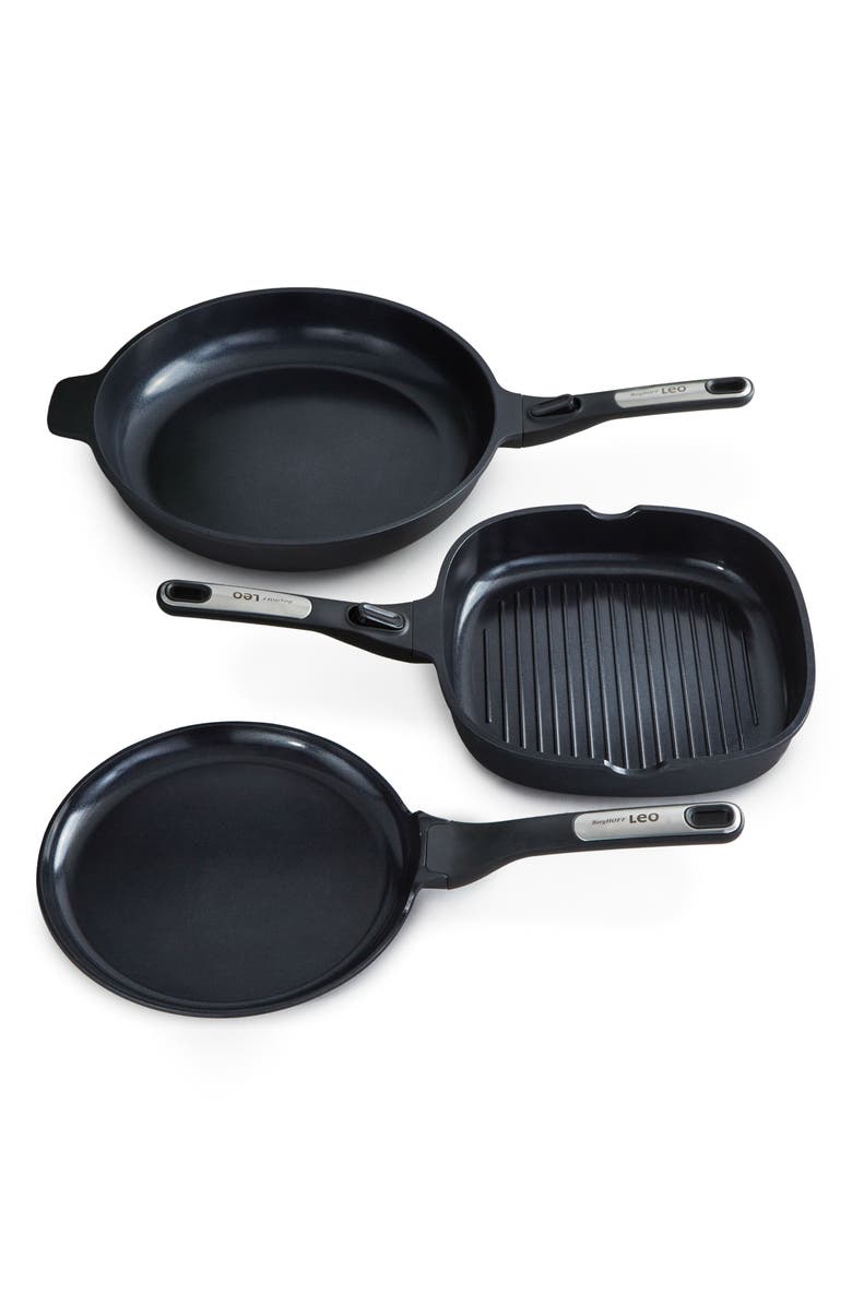 BergHOFF Leo Phantom 3-Piece Pan Set, Main, color, Black