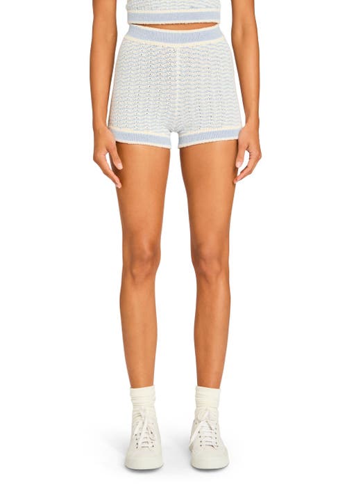 Ser.o.ya Louie Knit Hot Short In Ice Blue/eggshell