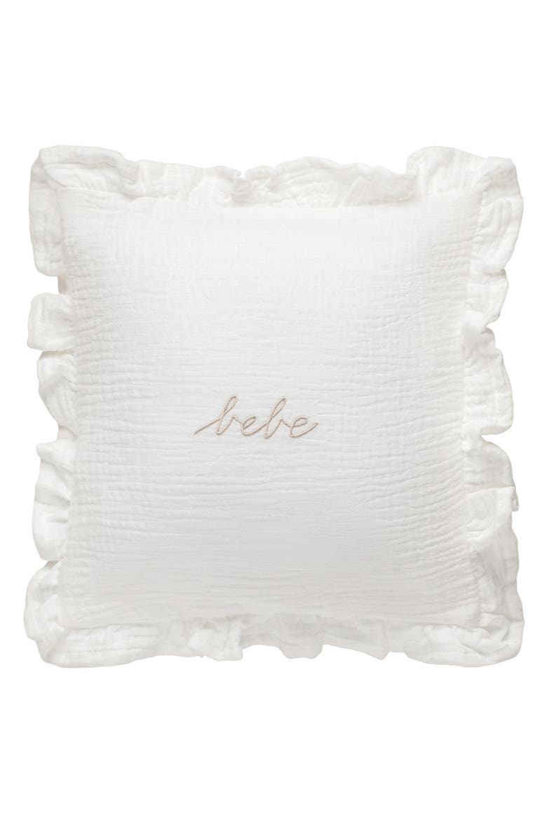 Domani Home Bebe Ruffle Cotton Gauze Accent Pillow Sham, Main, color, White
