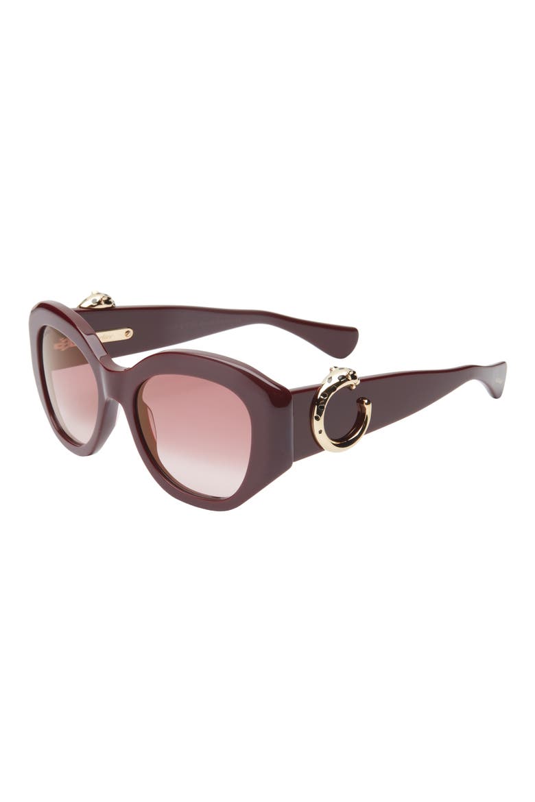 53mm Gradient Butterfly Sunglasses, Alternate, color, BURGUNDY