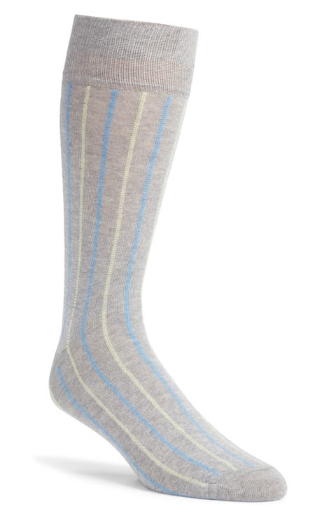 Vertical Stripe Cotton Blend Dress Socks
