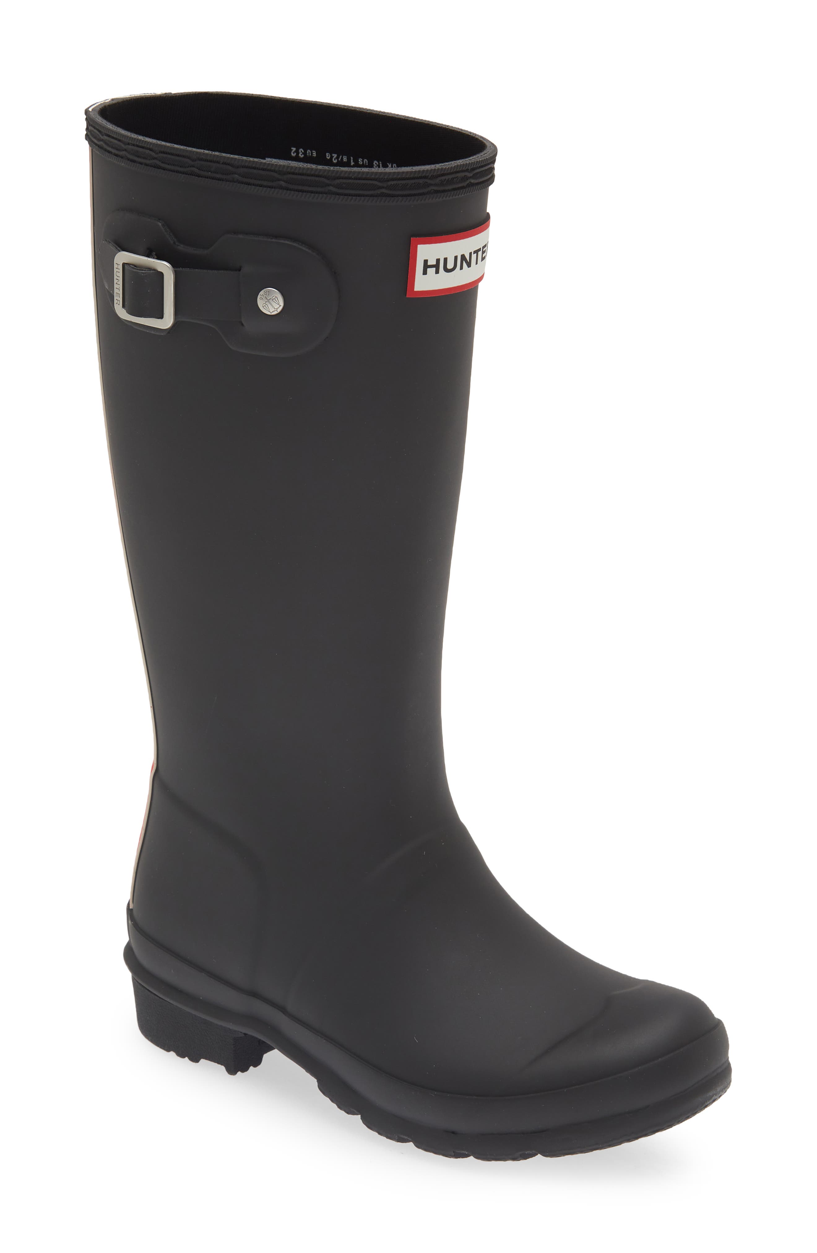 Hunter Kids' Original Back Stripe Rain Boot, Main, color, Black