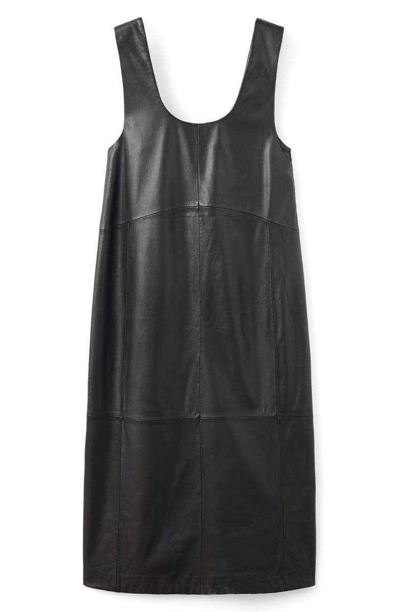 MANGO Selection Paneled Leather Midi Dress, Alternate, color, Black