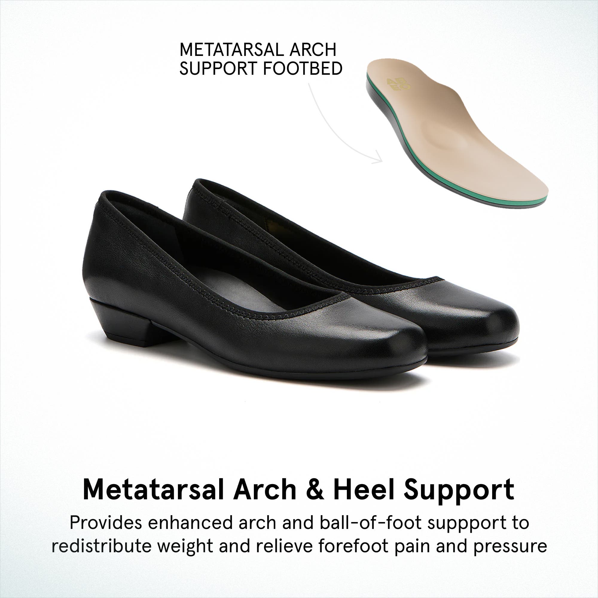 ABEO Via Pump, Alternate, color, Black Leather - Metatarsal