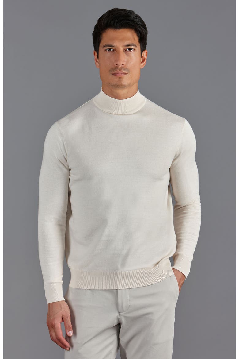 Cotton Mock Turtle Neck Sweater, Main, color, Ecru