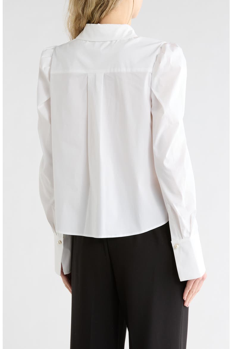 Pleated Shoulder Button-Up Shirt, Alternate, color, WHITE