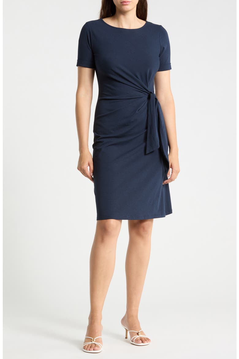 Lenora Side Tie T-Shirt Dress, Main, color, NAVY