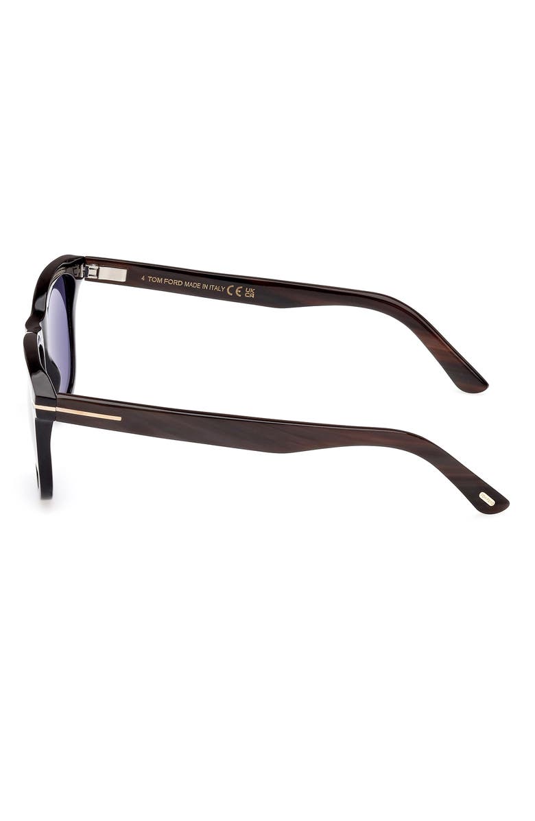 TOM FORD 53mm Polarized Square Sunglasses, Alternate, color, Black Horn / Blue