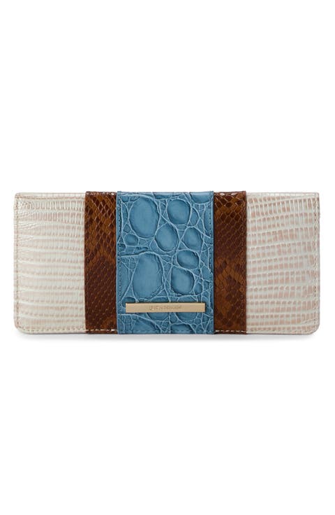'Ady' Croc Embossed Continental Wallet