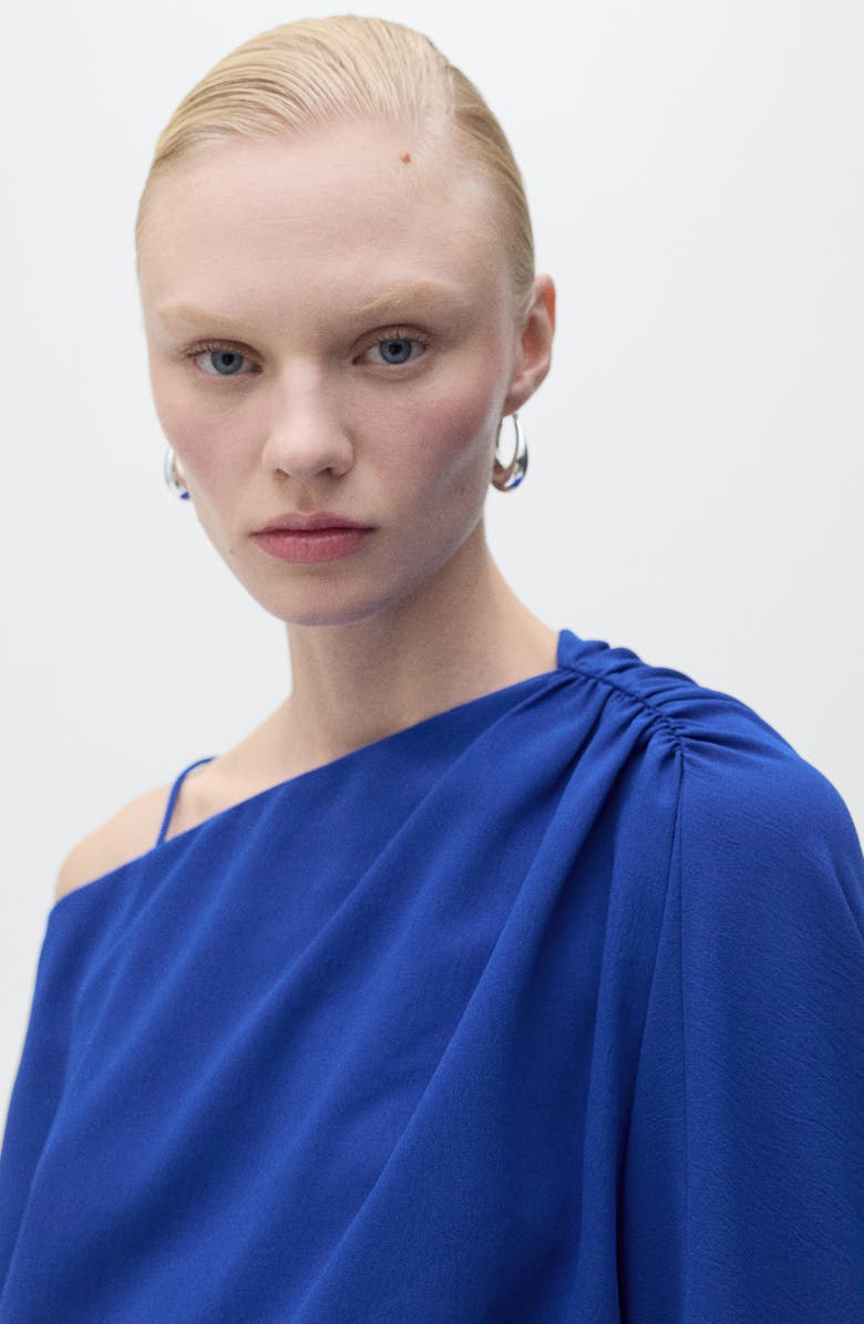 MANGO Asymmetric Long Sleeve Shirt, Alternate, color, Vibrant Blue