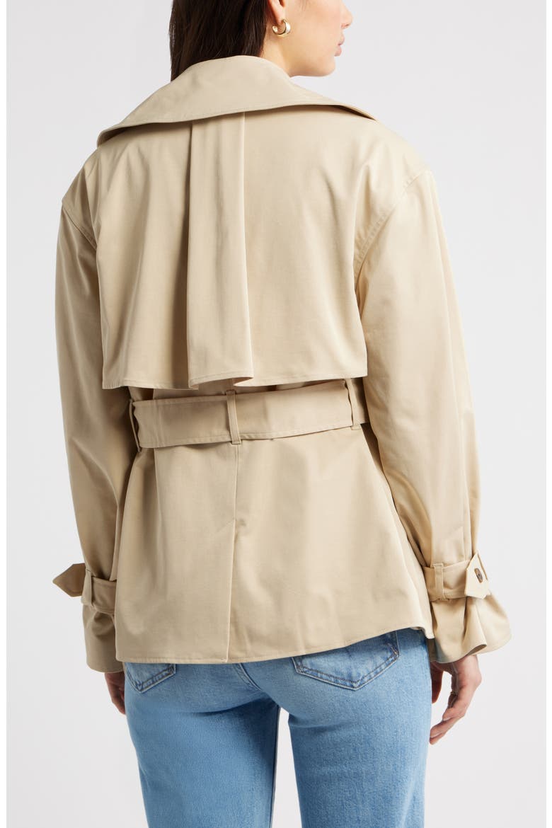 Exaggerated Crop Trench Coat, Alternate, color, TAN SAFARI
