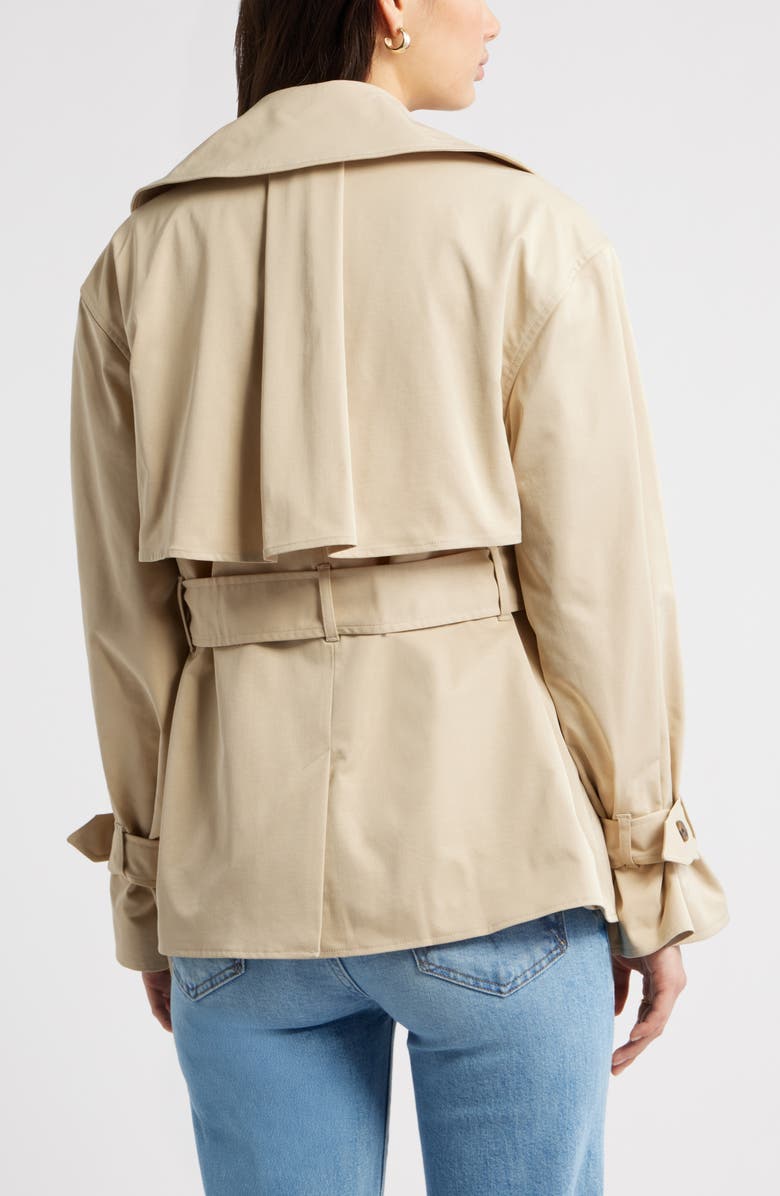 Open Edit Exaggerated Crop Trench Coat, Alternate, color, Tan Safari