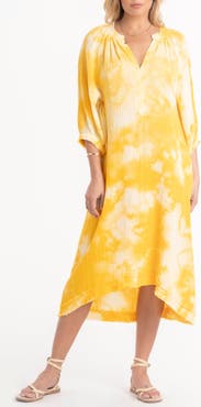 ocean+main Tie Dye Gauze Dress with Pockets