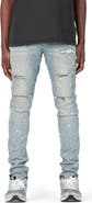 PURPLE BRAND Ripped Paint Splatter Stretch Skinny Jeans