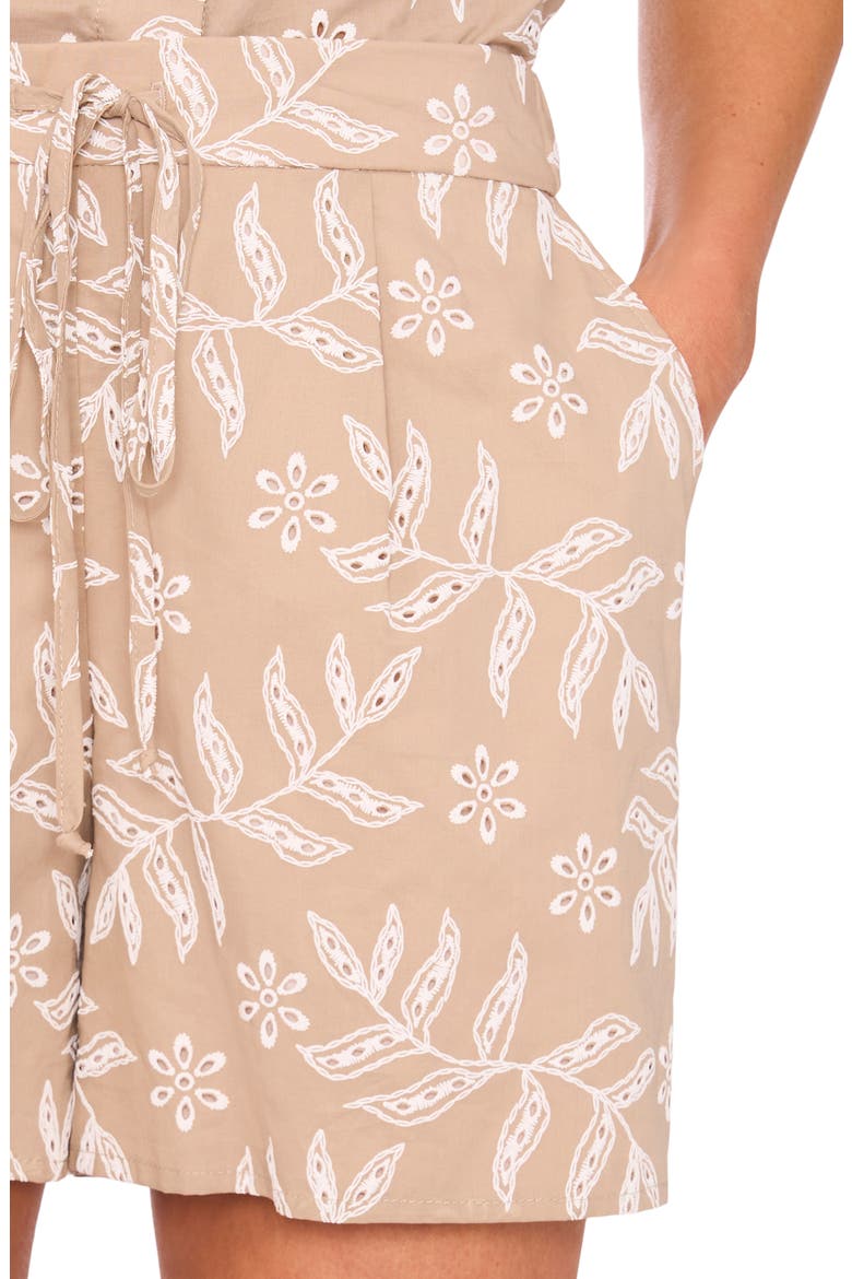 Eyelet Cotton Pull-On Shorts, Alternate, color, WEATHERED TEAK