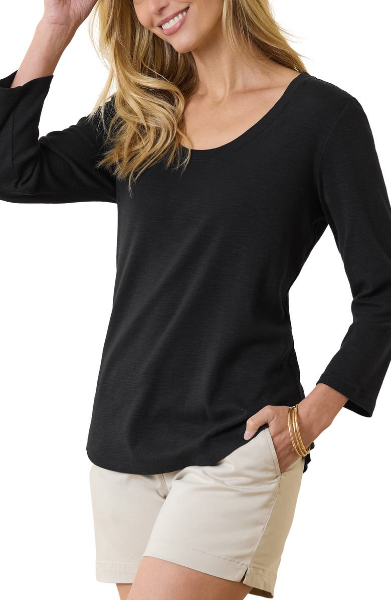Tommy Bahama Ashby Isles Scoop Neck Cotton T-Shirt, Main, color, Black