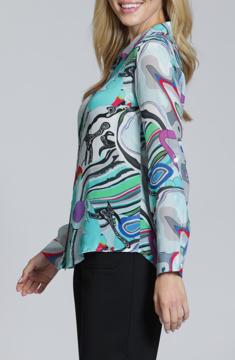 APNY Roll Sleeve Button-Up Shirt, Alternate, color, Turquoise Multi