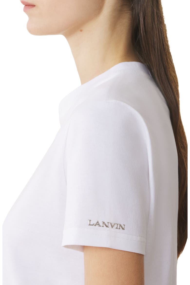 Cotton T-Shirt With Ribbon Detail, Alternate, color, Optic White