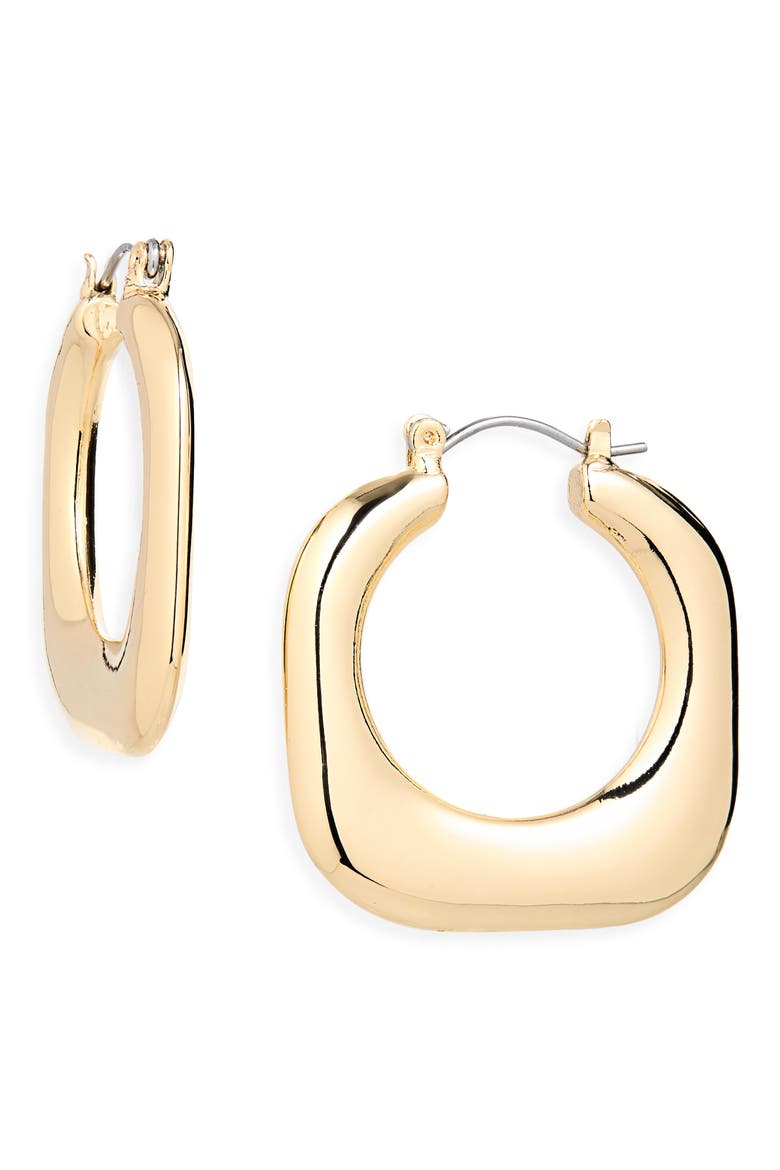 Square Hoop Earrings, Main, color, GOLD
