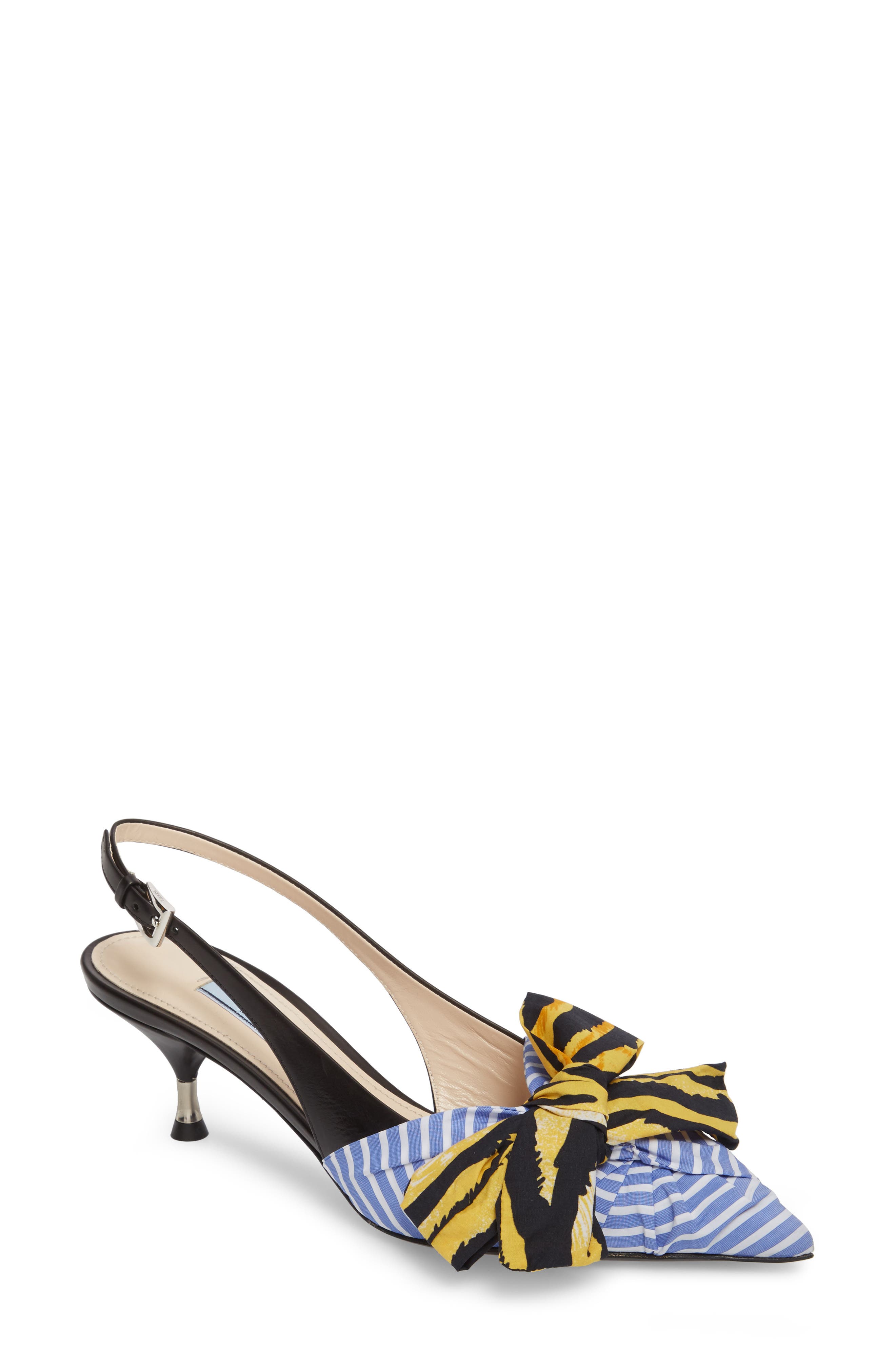 Prada Bow Pointy Toe Pump, Main, color, 