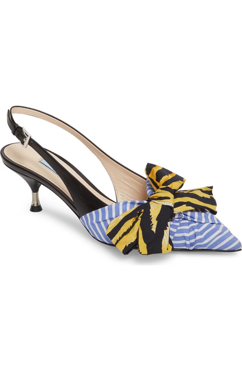 Prada Bow Pointy Toe Pump, Main, color,
