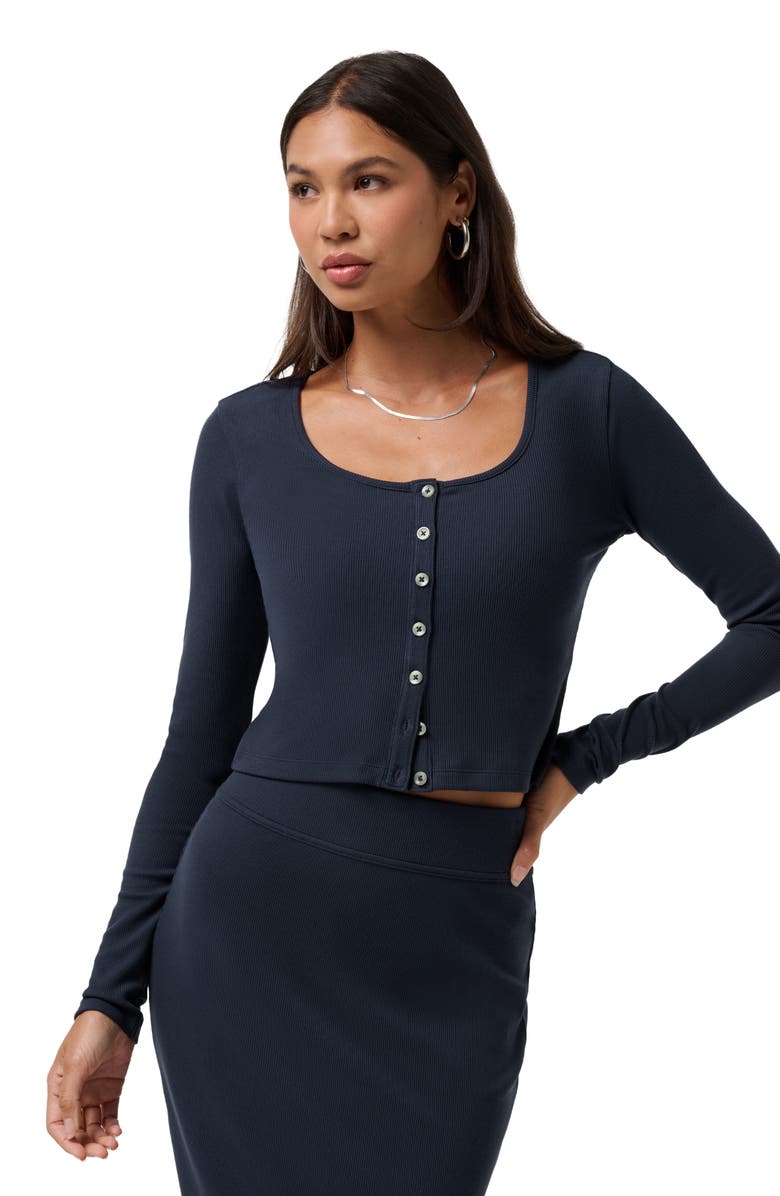 TravisMathew Cloud Long Sleeve Rib Button-Up Cardigan, Alternate, color, 