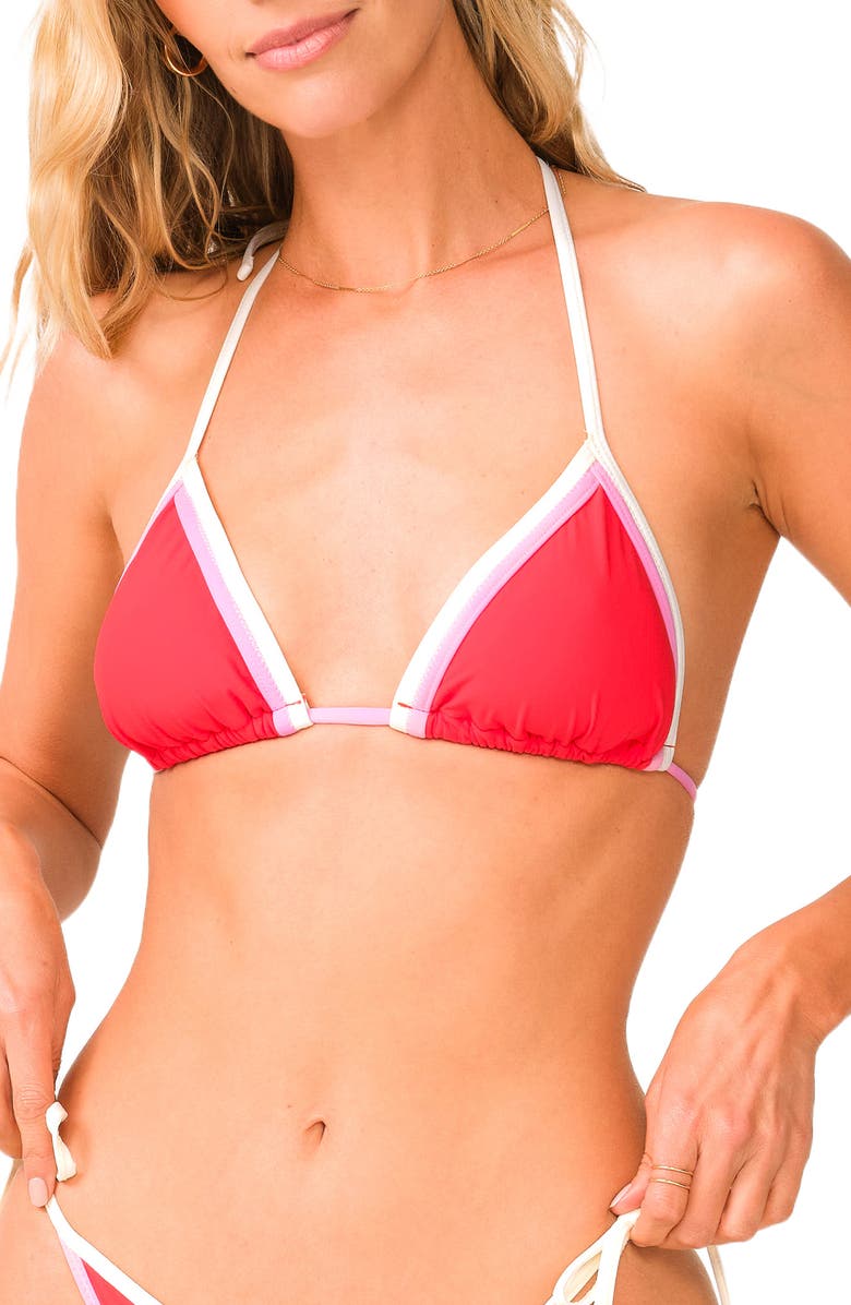 PQ SWIM Thea Triangle Bikini Top, Main, color, Passion