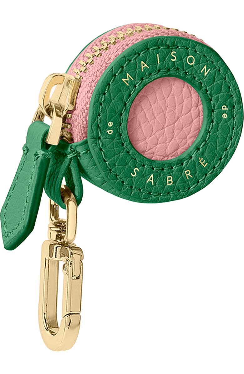 MAISON de SABRÉ Leather AirTag Charm, Alternate, color, Emerald Pink