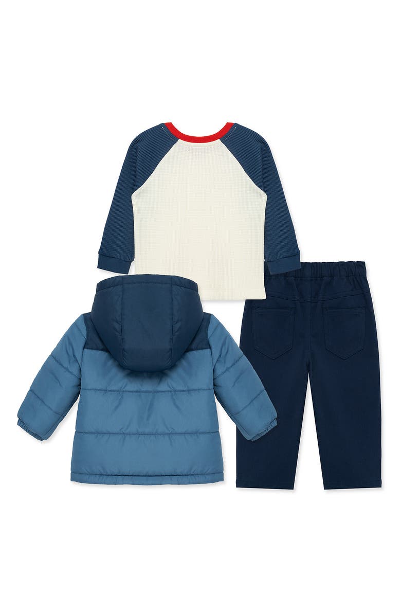 Little Me 3-Piece Hooded Jacket, Shirt & Pants Set, Alternate, color, Blue