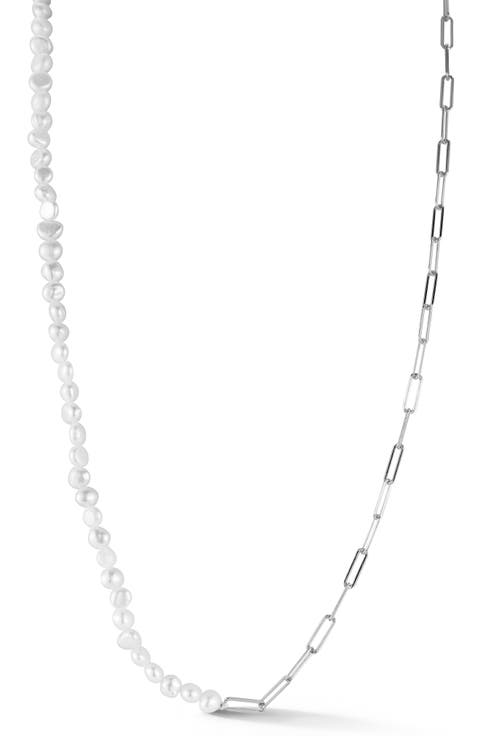 Pearl Paper Clip Necklace