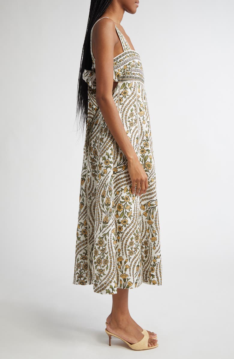 Veronica Beard Rye Floral Linen Midi Sundress, Alternate, color, Dove/ Green Multi