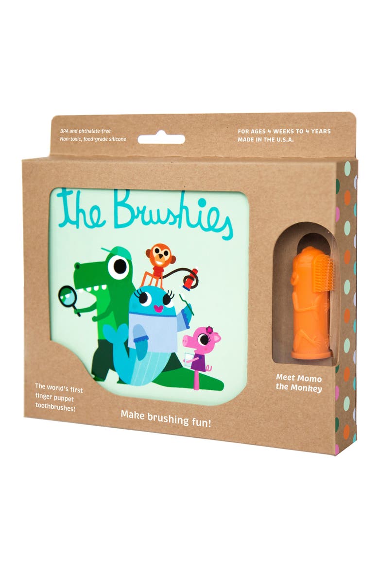 Momo the Monkey Book & Finger Puppet Toothbrush, Main, color, ORANGE
