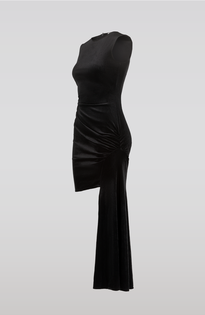 SAEMDI Velvet Side Tail Dress, Alternate, color, Black
