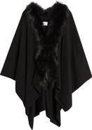 La Fiorentina Ruana with Faux Fur Trim